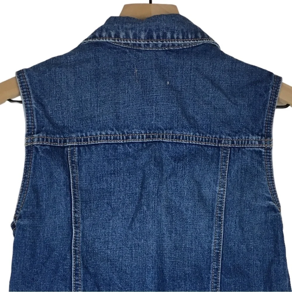 OLD NAVY Girl’s Denim Jean Vest Medium Wash 100% Cotton Western Size XL (14)